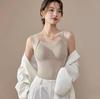 Women's Cashmere Warm Vest with Fixed Bra Cups, Fleece-Lined for Autumn/Winter, Thickened One-Piece Base Layer Top