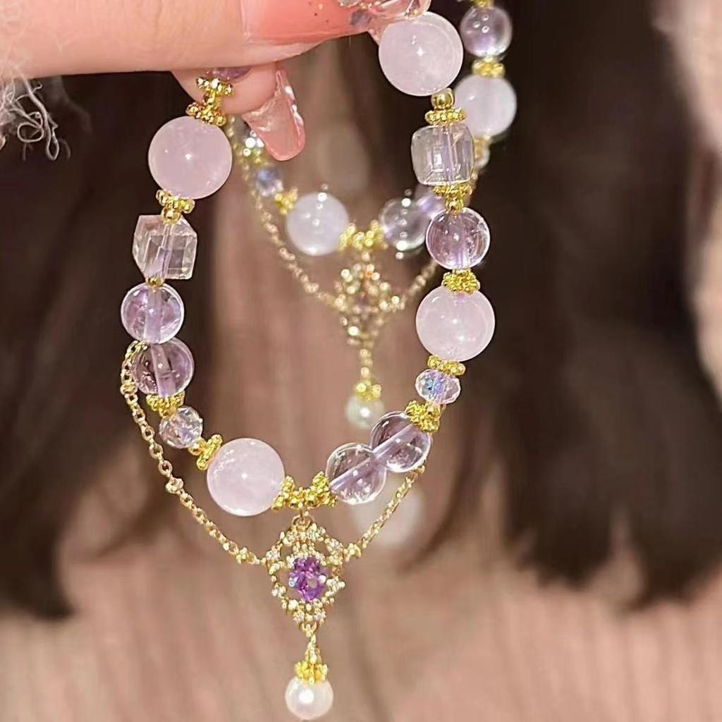 Xiaohongshu hot-selling amethyst bracelet women give girlfriends high-end niche design ins style light luxury bracelet jewelry