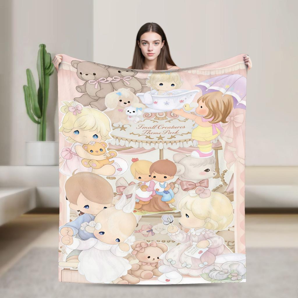 Precious Moments Blanket Picnic Flannel Bedding Throws For Couch Chair Sofa Bed Soft Warm Custom DIY Quality Bedspread Gift