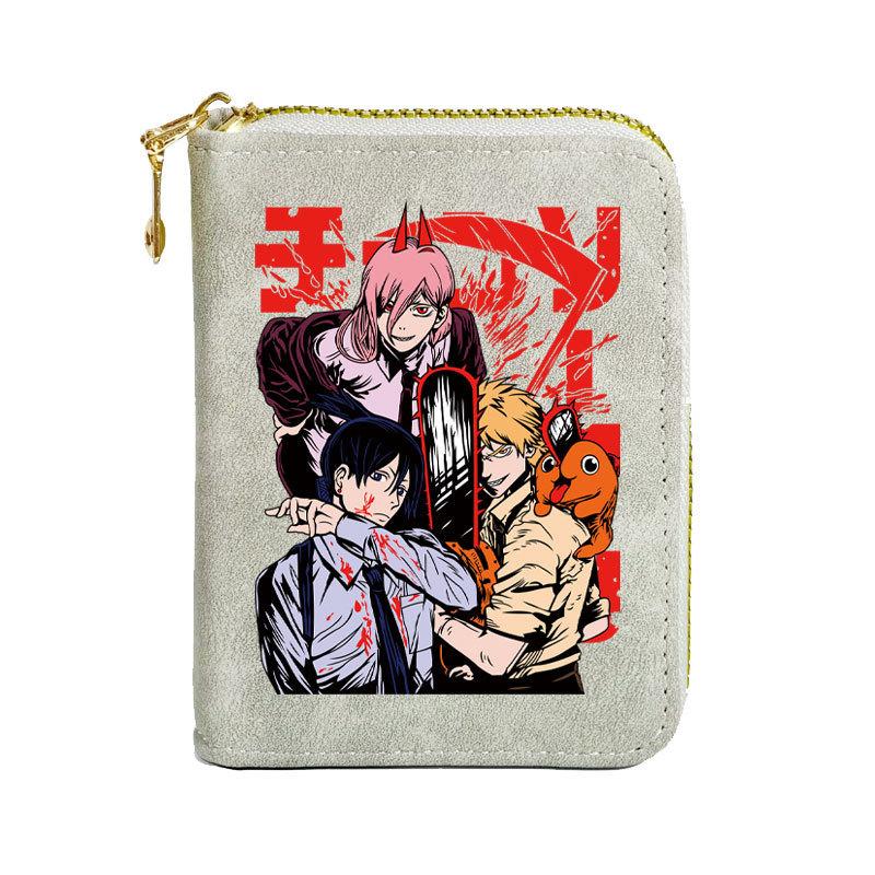 Chainsaw Man Zipper PU Wallet Short Multiple Card Slots Purse