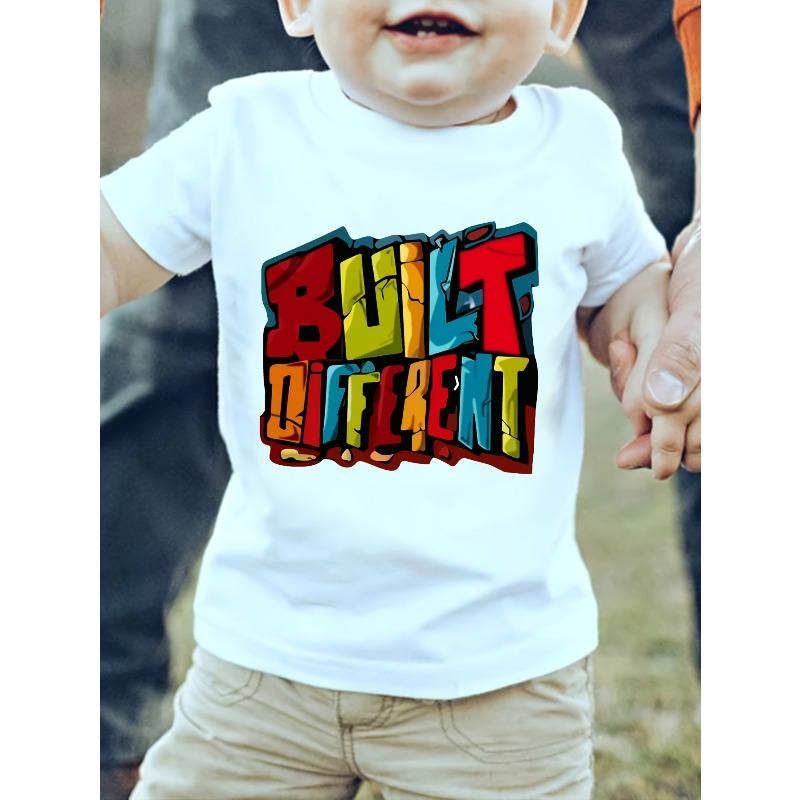 European sizes Boys' Colorful Letter Print Creative Trendy Stylish Short-Sleeve T-Shirt