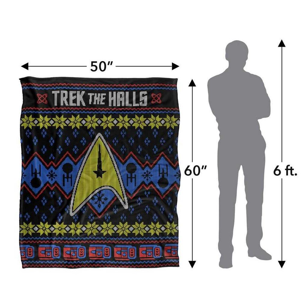 Star Trek Trek the Halls Ugly Silky Christmas Sweater Supersoft Blanket