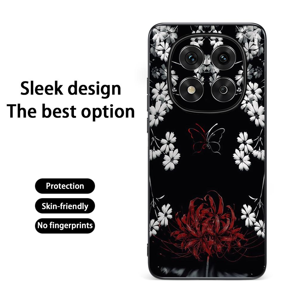 

Art Red spider lilys japan design Phone Case For Redmi Note 14 13 12 11 Pro Plus S 5G 14C A3 Soft Black Phone Cover Redmi Note 11S 5G
