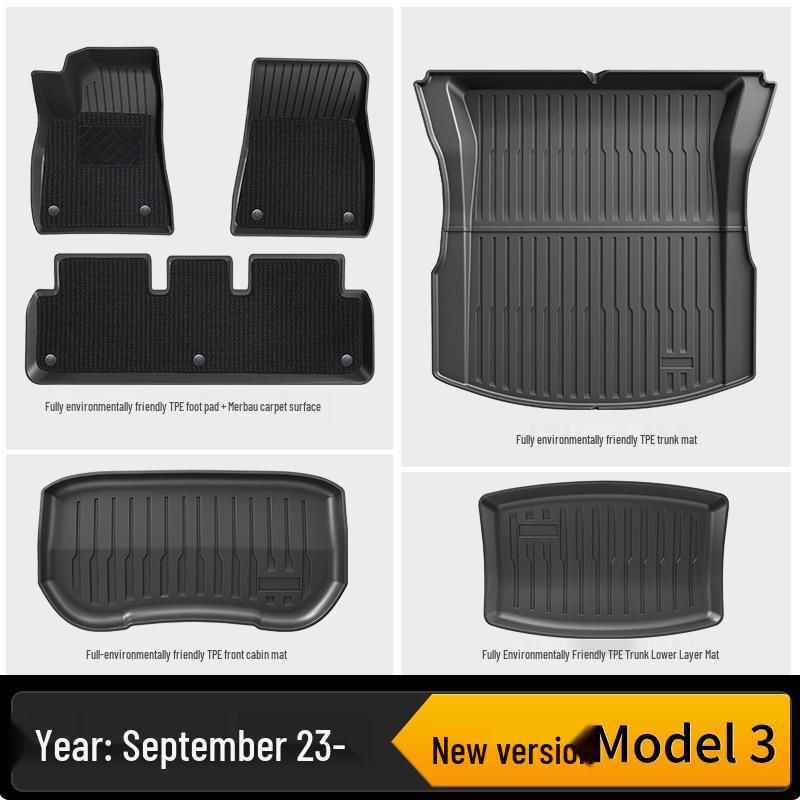 Tesla Model 3/Y Floor Mats & Trunk Mats: New Eco-friendly 3D All-Weather TPE Design