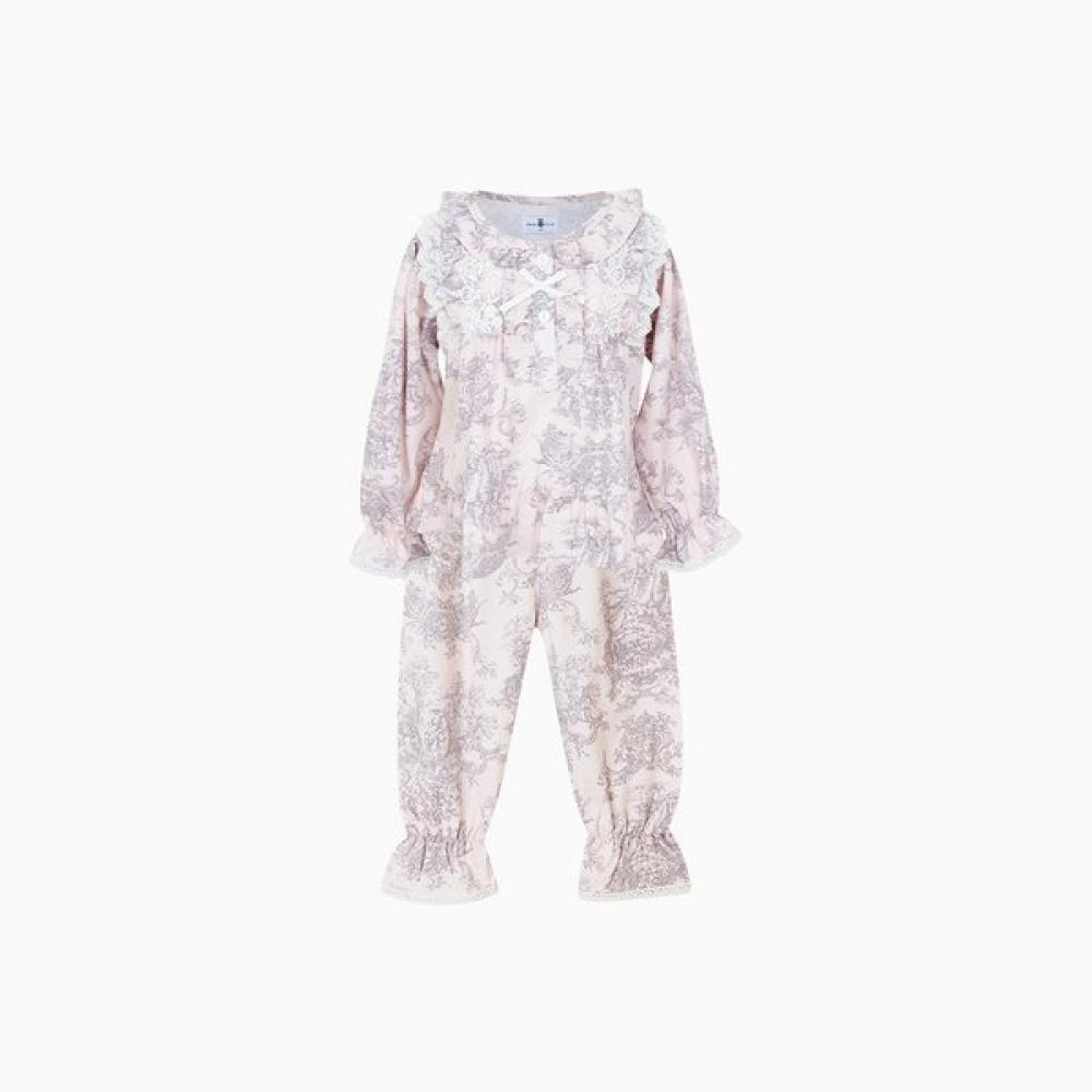 Lunaluz Girls Modal Cotton Long Sleeve Round Neck Two Piece Pajamas Pink/S