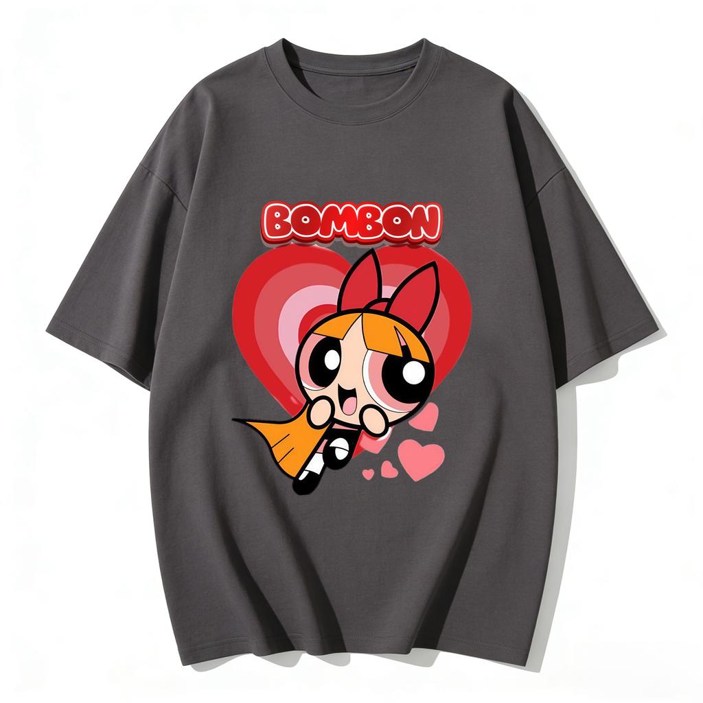 2026 Summer Cute Powerpuff Girls Family Matching T Shirts Cartoon Print Cotton Tees Casual Short Sleeve Tops for Kids and Adults