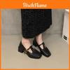 French Vintage Elegant Loafers For Women With Chunky Heel And Square Toe For Daily Wear