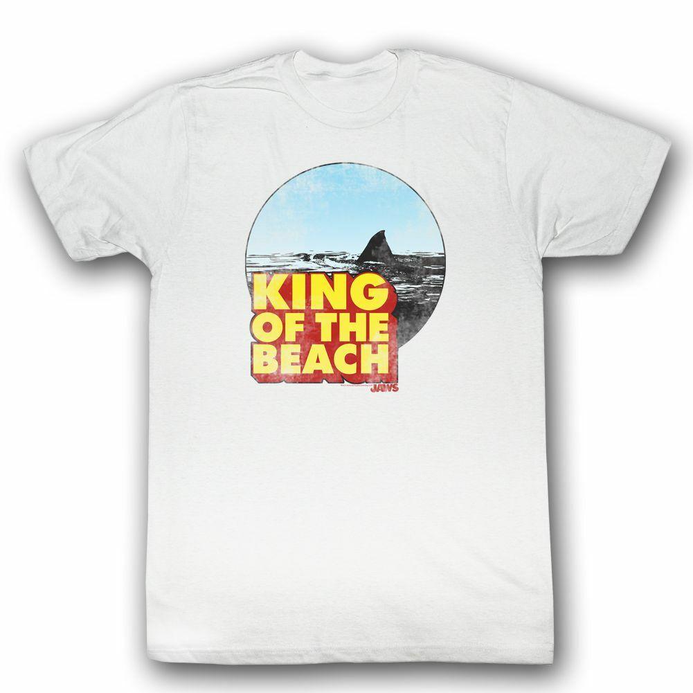 Jaws King Of The Beach White Adult T-Shirt L