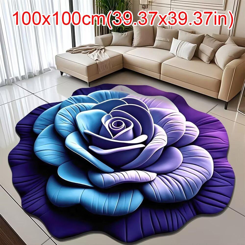 Special-shaped Peony Floor Mat Soft Door Gasket Durable Blanket  for Living Room Tea Table Bedside
