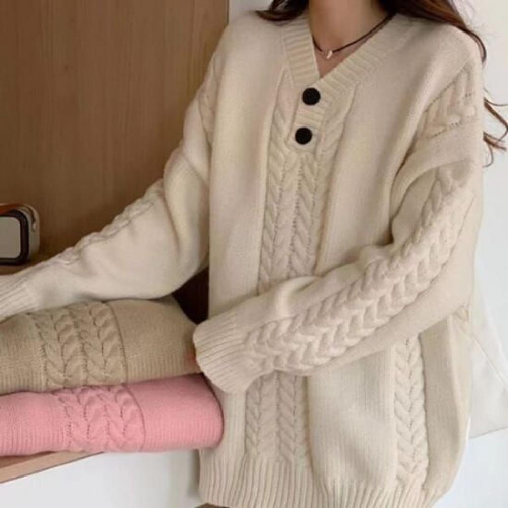 NaVaVa Loose Fit V Neck Long sleeVe Knit Sweater Nk2512
