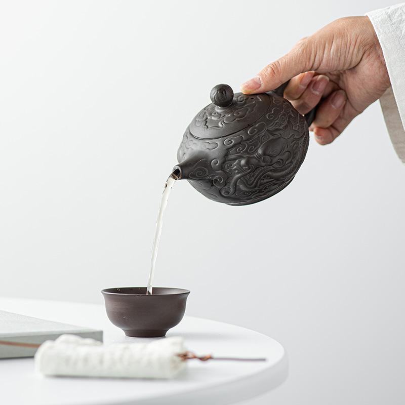 Pure Handmade Xishi Single TeaPot Yixing Purple Clay Tea Pot Fengming Purple Clay Pot Teeware Teware Puer Tea Set and Coffee Bar