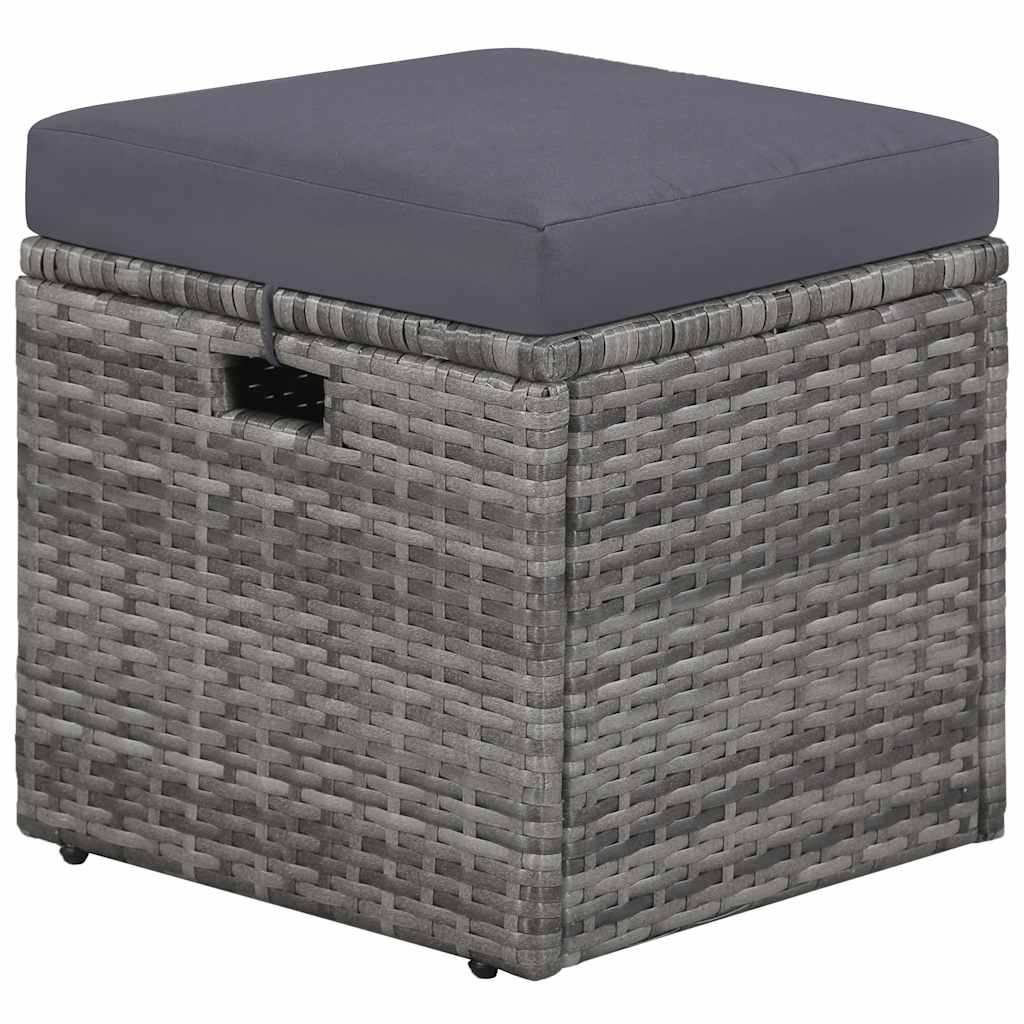 4 Piece Garden Lounge Set with Cushions Poly Rattan Gray