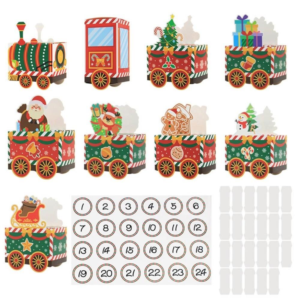 Paper Train Christmas Advent Calendar Advent Calendar Number Candy Present Christmas Box Creative Design Sticker