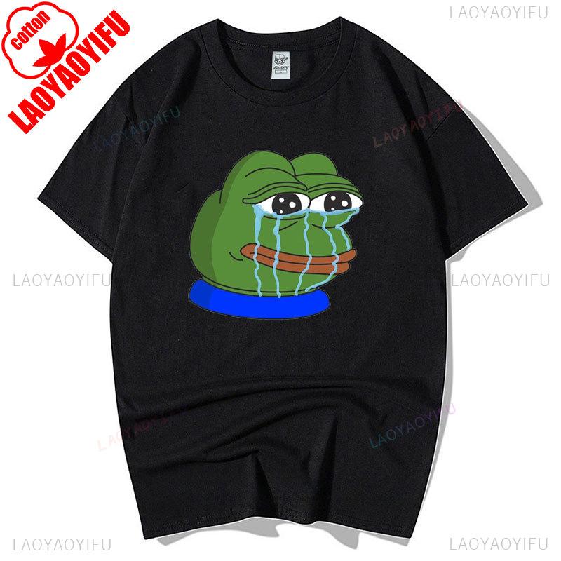 Sad Frog PEPE Funny Graphic T Shirts Summer Clothes for Man High Quality Cotton Short-sleev Tee-shirts Humor Camisetas Hombre