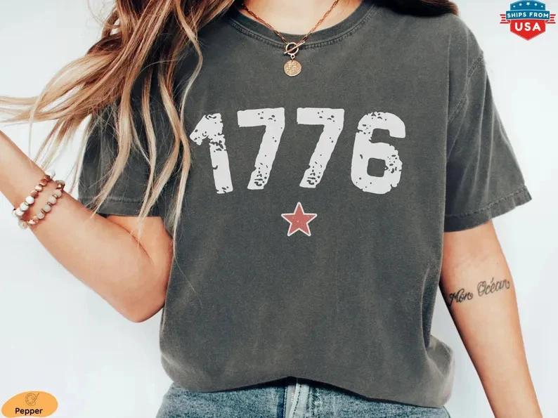 Patriotic 1776 America Independence Day Graphic T Shirt USA Tee 2XL