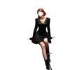 Pure Desire Sexy V-neck Lace Splicing Long-sleeved Dress Women's Autumn New High-end Slim and Thin A-word Short Skirt