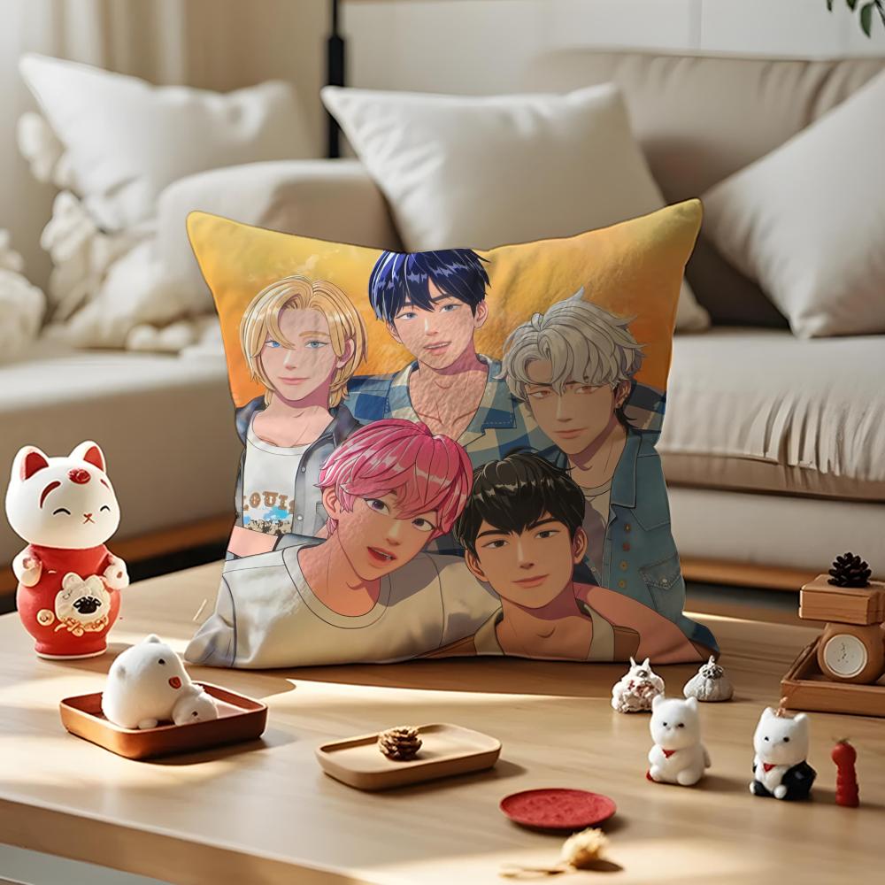 Kpop P-PLAVE Pillow Case Anti-dustmite Pillowcase Invisible Zipper Silky Short Plush Sofa Cushion Cover