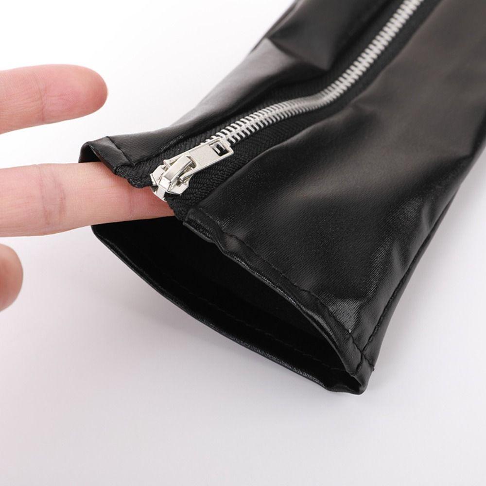 Elastic Patent Leather Black Gloves Shiny Women Gloves Fashion Zipper Long Gloves  Women