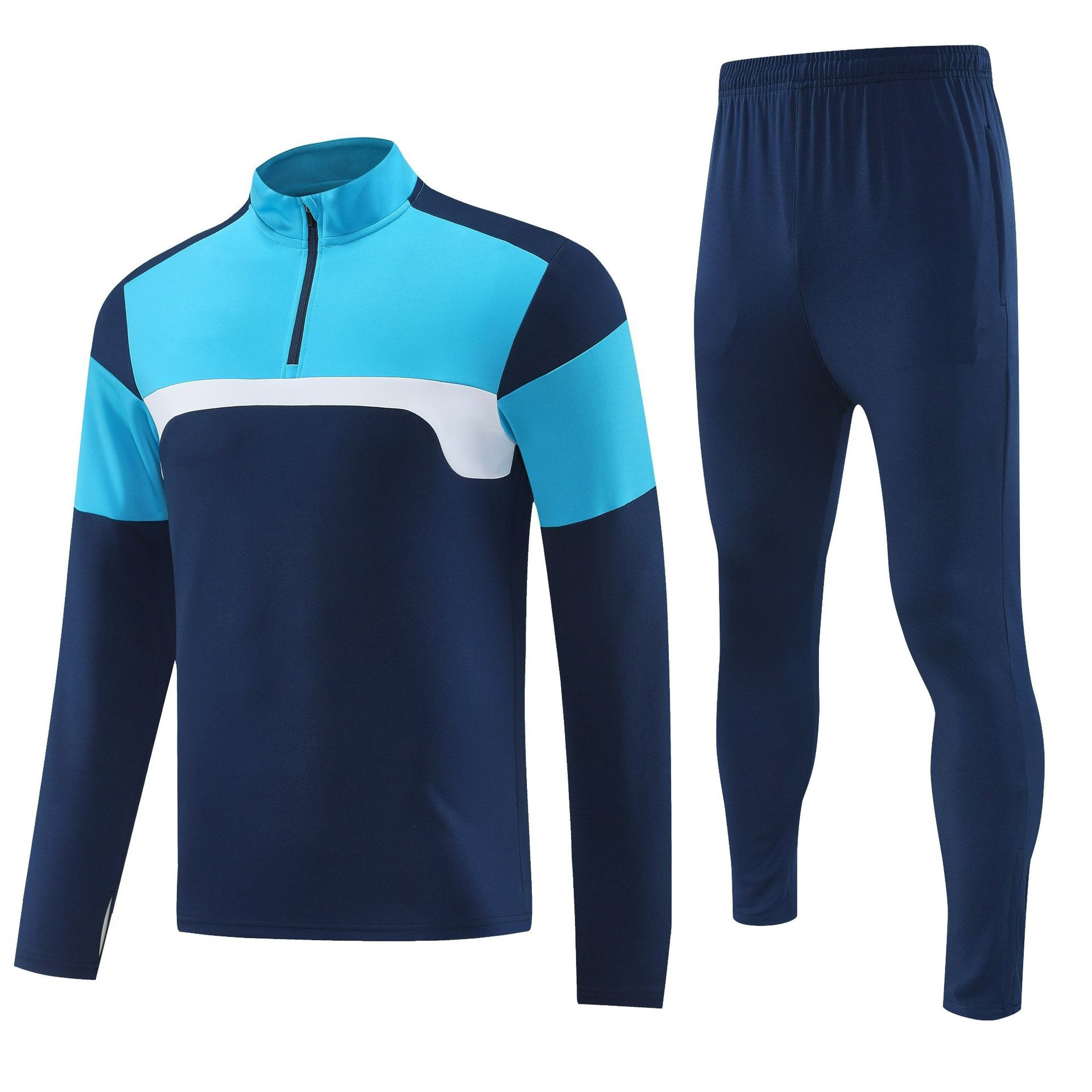 

2627 Half Zipper Long Sleeve Training Suit Adult Children s Autumn and Winter Competition Team Suit Pullover Jersey Sports Running Fitness S