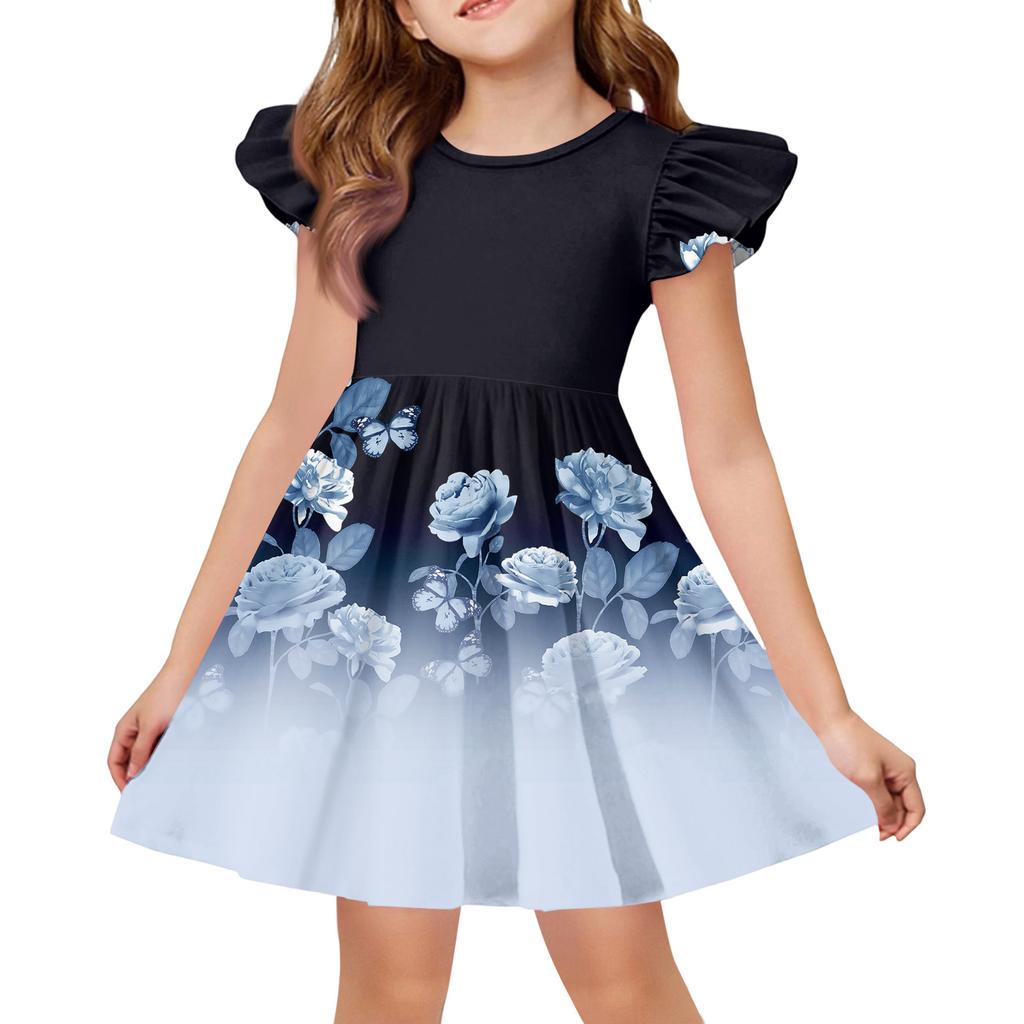 Vestito estivo da principessa per bambina - Vestito a T-shirt a linea ad A Giorno di Pasqua
