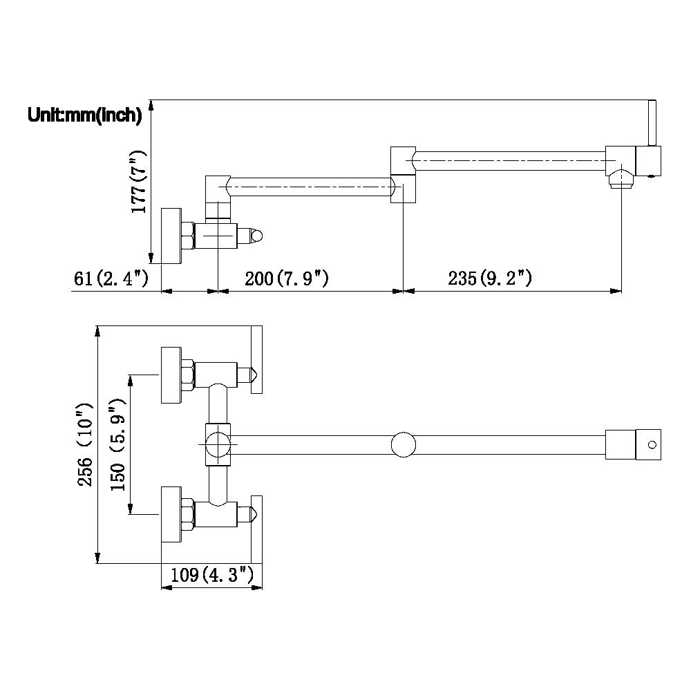 Pot Filler Faucet Wall Mounted Kitchen Mixer Solid Brass Swivel Spout Hot And Cold Water With Dual Handle
