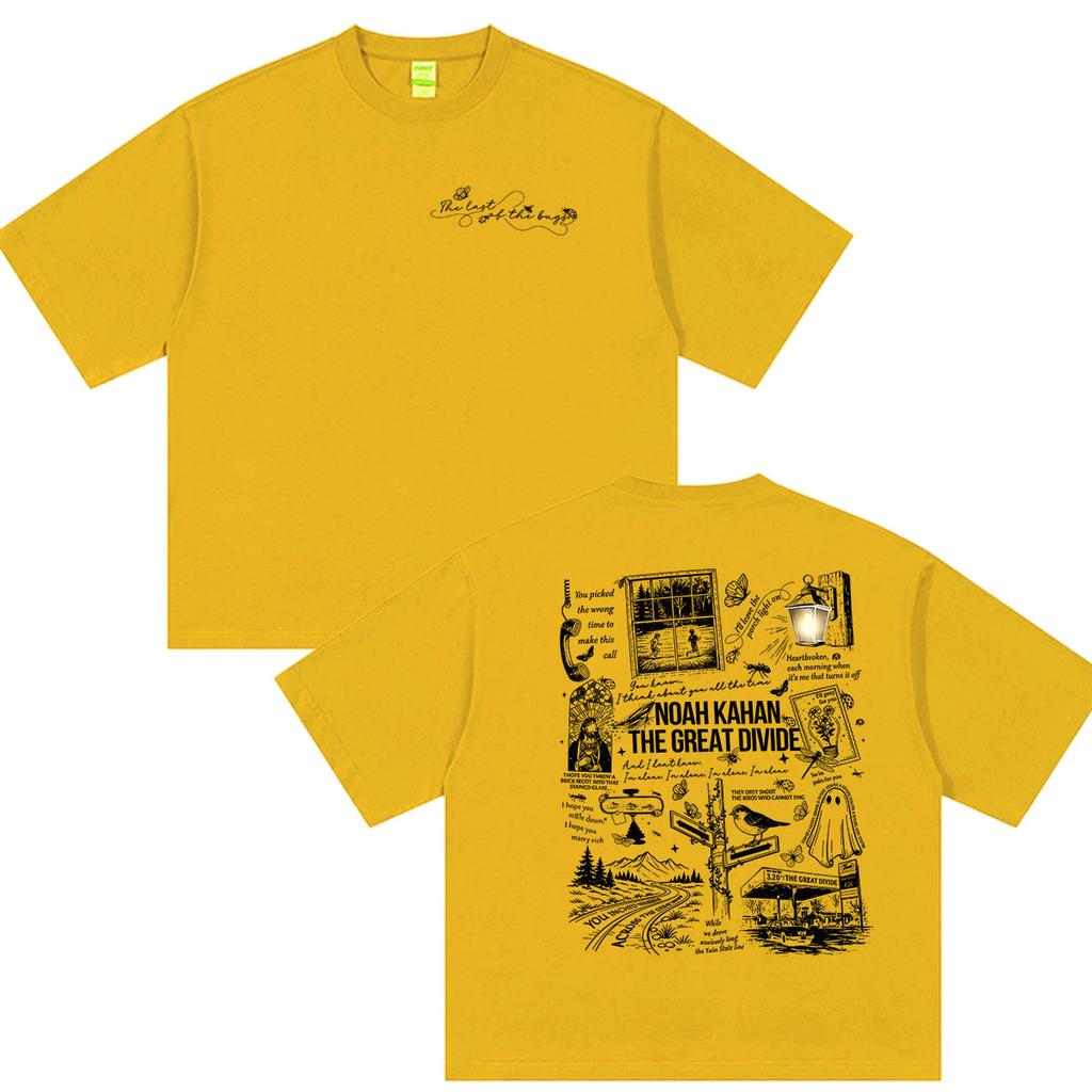 Noah Kahan The Great Divide Tour 2026 Double Sided Print Tee Shirts Unisexs Casual Fashion Cotton Short Sleeve Tshirt Streetwear