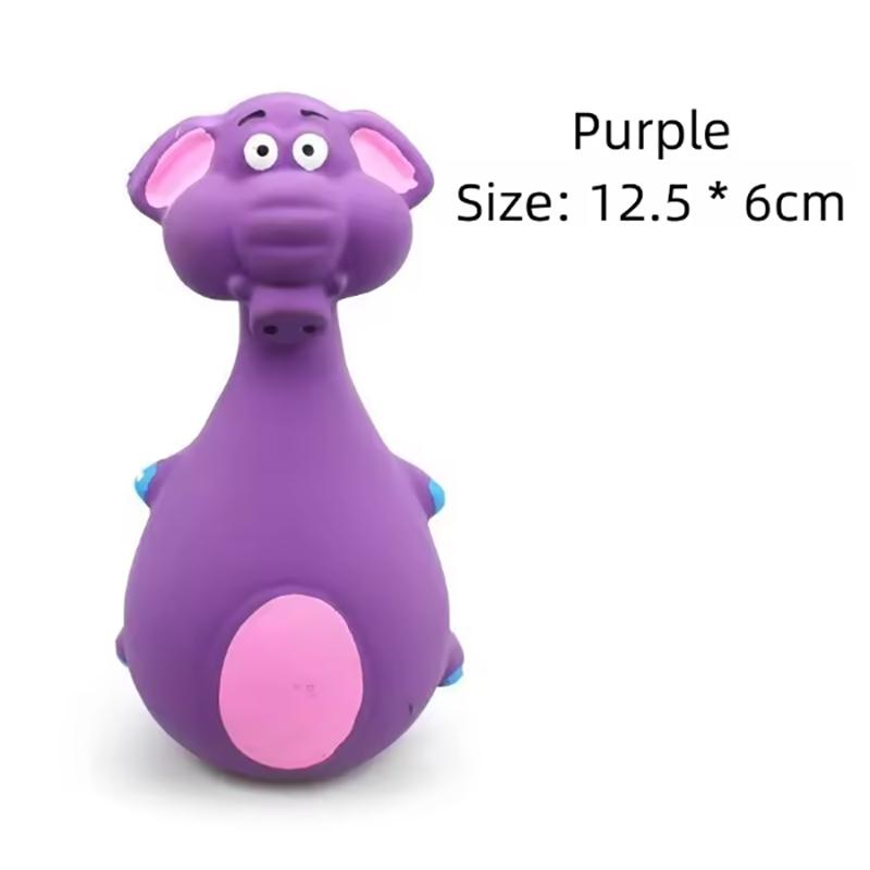 

Hot 1 Piece Fat Bellied Cartoon Fun Bite Resistant Latex Sound Dog Toy Purple Elephant White Cow Brown Optional фіолетовий