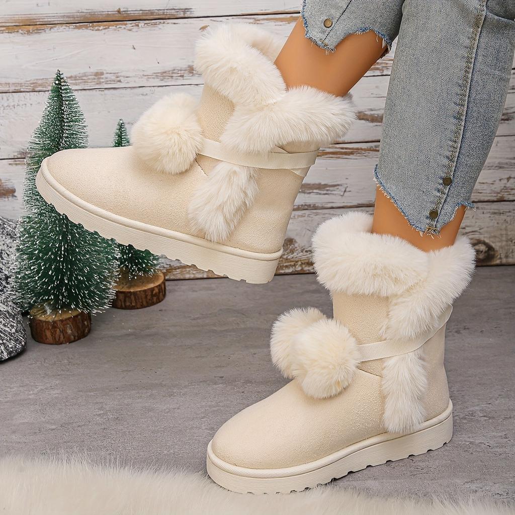 Women's Short Boots, Cute and Warm, Winter Women's Boots with Straps That Open and Close, Round Toe and Warm Velvet Women's Short Boots for One Foot