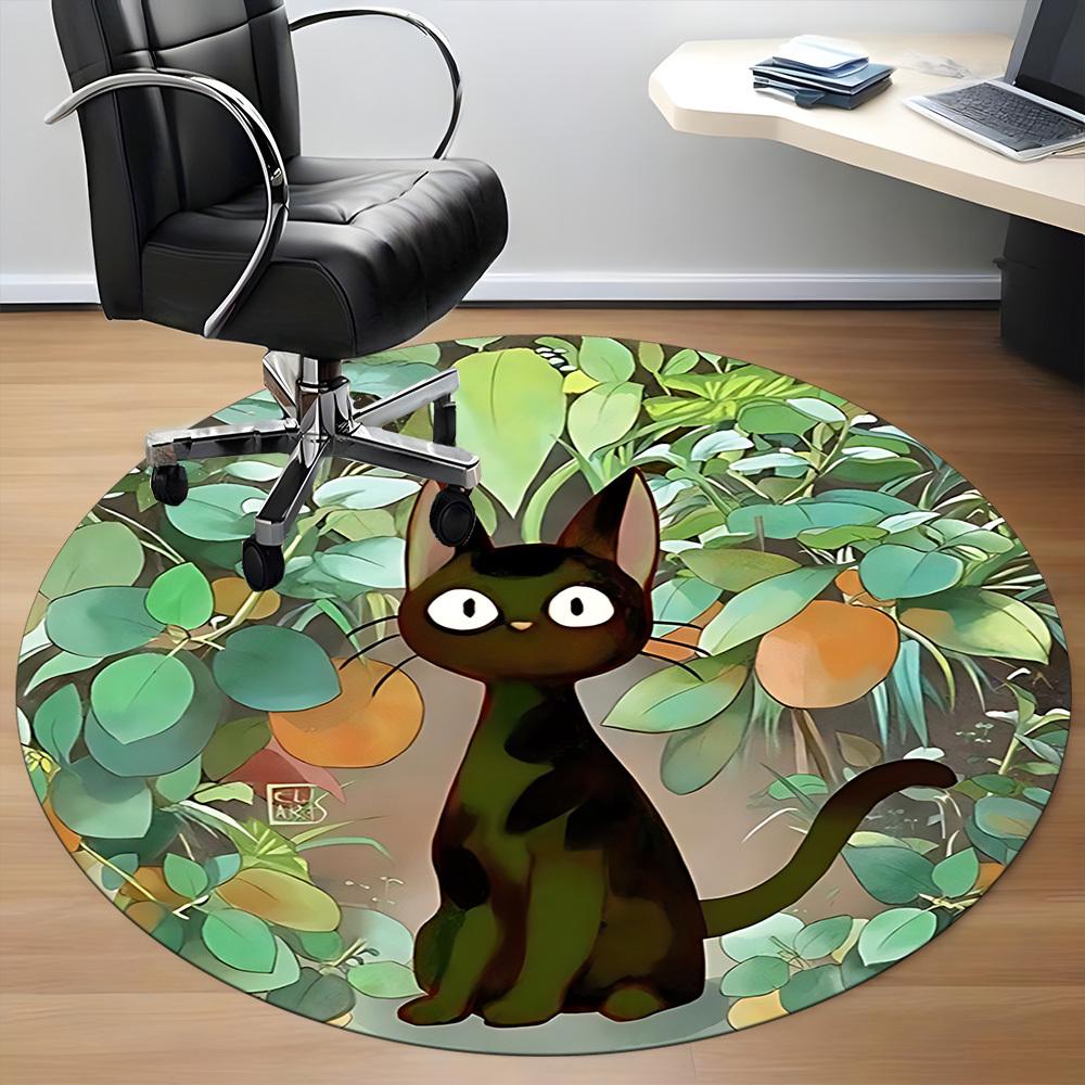 1pc Cat Garden Office Round Area Rug, Under Office Chairs Bedroom Living Room Home Decor, Room Deco, Available In Various Sizes 228