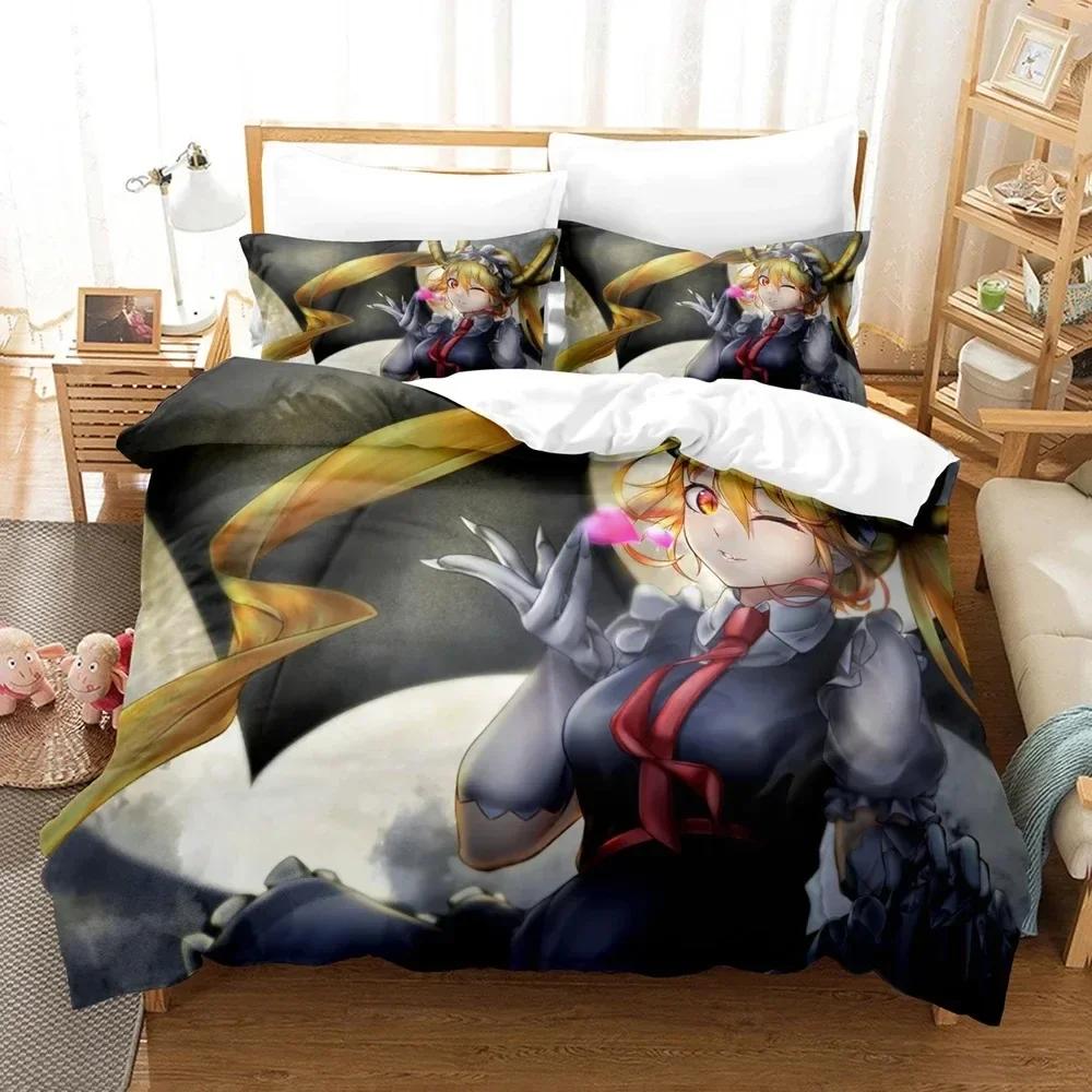 Anime Kobayashi-san Chi no Meidoragon Bedding Set Boys Girls Twin Queen Size Duvet Cover Pillowcase Bed Kids Adult Home Textiles