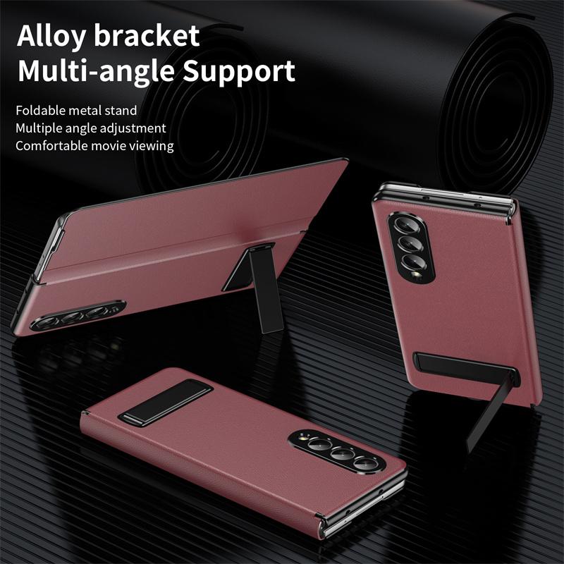 

Delicate Leather Magnetic Protect Cover For Samsung Z Fold7 Fold6 Adjustable Alloy Stand Holder Case for Galaxy Z Fold 7 6 5 4 Galaxy Z Fold4 червоний