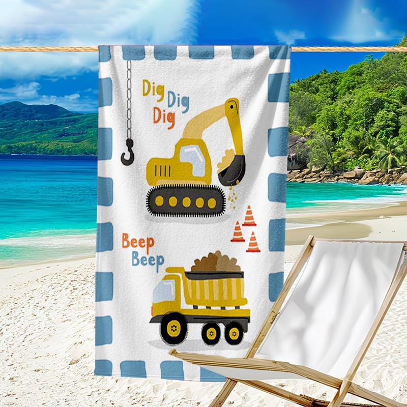 Ultra-Soft Beach Towel with excavator Theme,Ideal for Pool - Camping, Diving - Perfect Travel Essential, Vibrant Beach Towel.