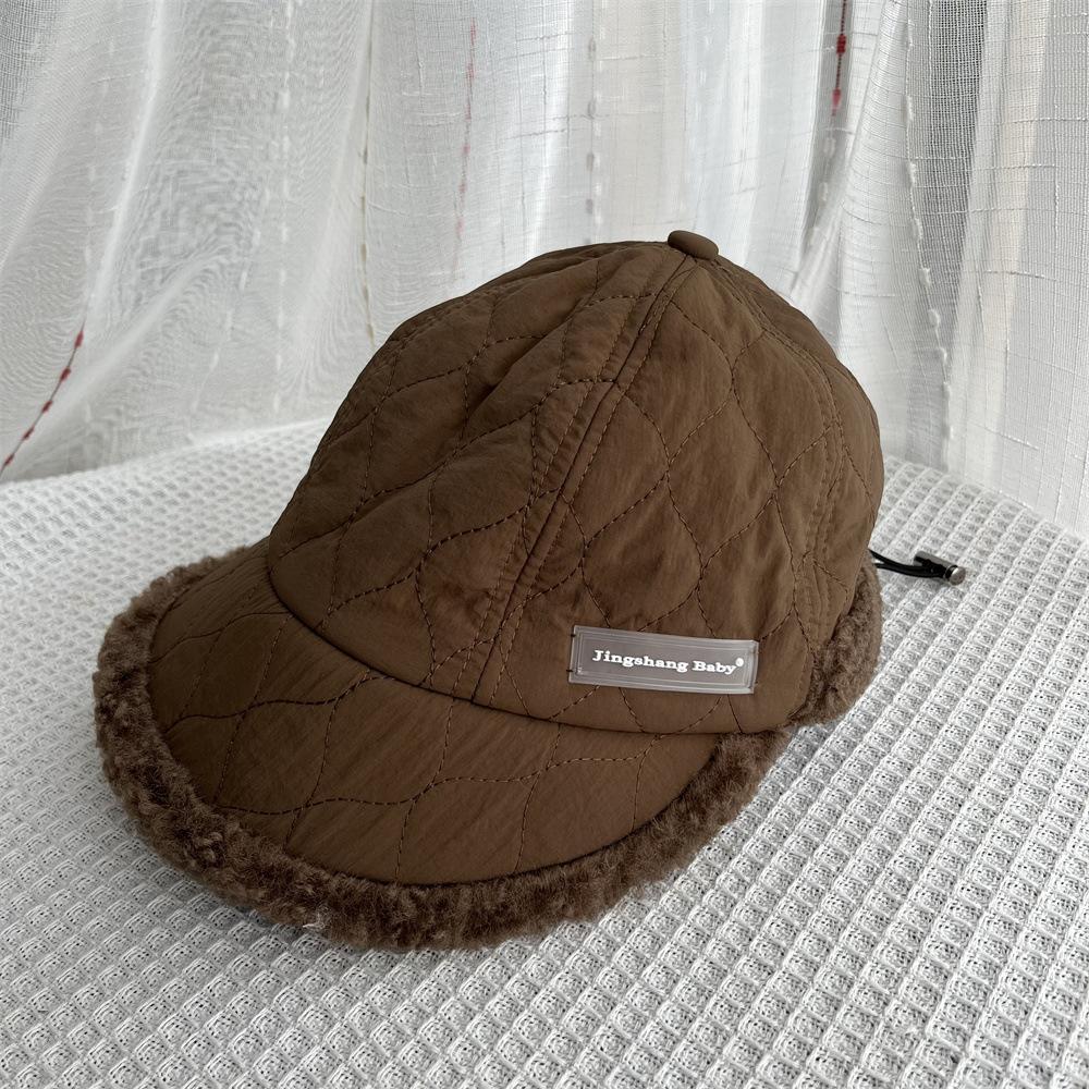 

Осенне-зимняя женская повседневная универсальная теплая восьмиугольная шапка из пухового хлопка, плюшевая бейсболка, регулируемая, трендовая Adult (56-58cm)