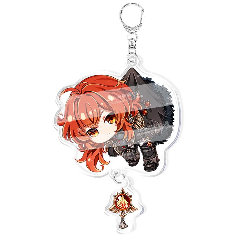 Game Genshin Impact Keychains Acrylic Model School Bag Jewelry Keychian Metal Holder Key Ring For Children Girl Men Accessories