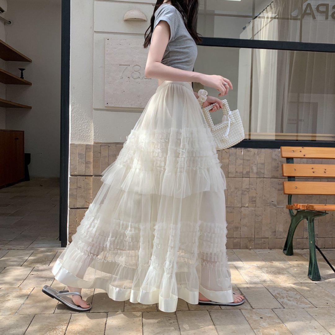 

Юбка А-силуэта с высокой талией: Женская летняя приталенная длинная юбка-свинг S абрикосовый