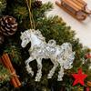 Exquisite White Horse Acrylic Flat Car Rearview Mirror Pendant Home Decoration Backpack Keychain 2D Flat Acrylic Christmas Horse