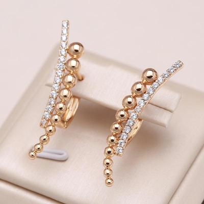 Lange geometrische goldene Kugel-Zirkon-Statement-Ohrringe, modischer Damenschmuck