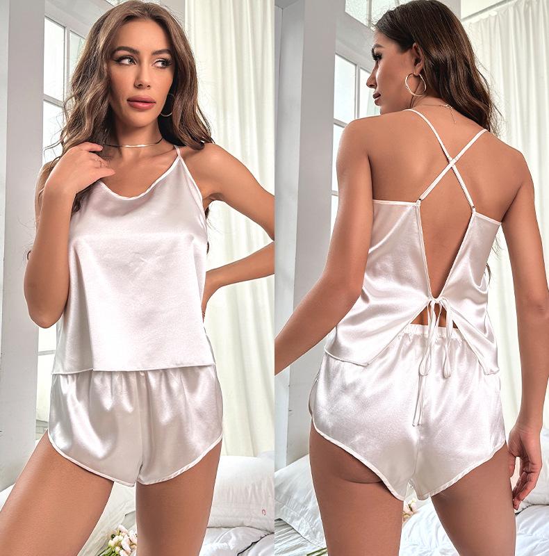 Ice Silk Women's Pajamas: Sexy Spring/Summer Camisole & Shorts Set