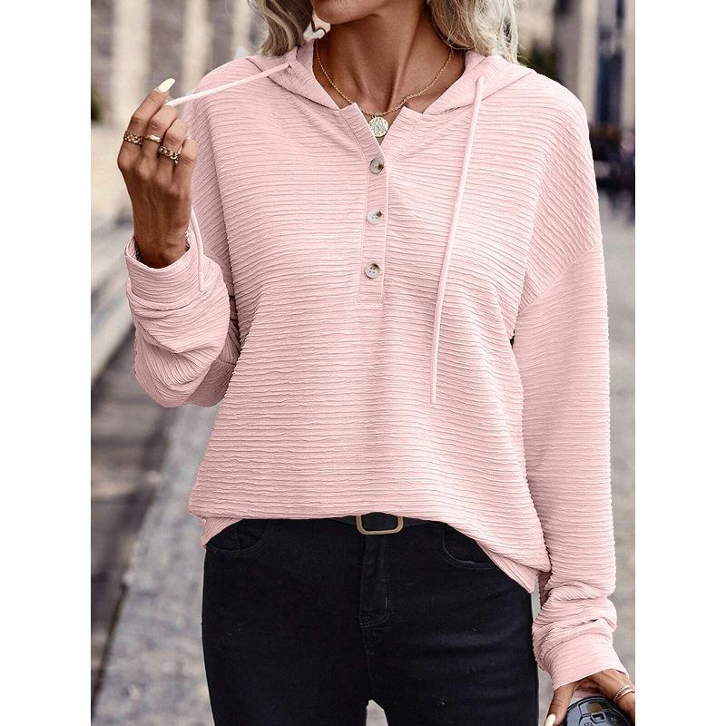 YYFS Women's Fashion Casual Spring Autumn Solid Color Print Long Sleeve Hooded Blouses & Shirts