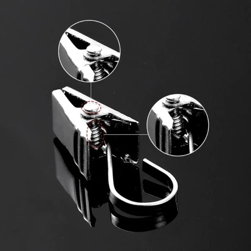 20-PCS Stainless Steel Curtain Hook Clips, Heavy Duty Drapery Hooks for Living Room Bedroom Window Decor (Silver)