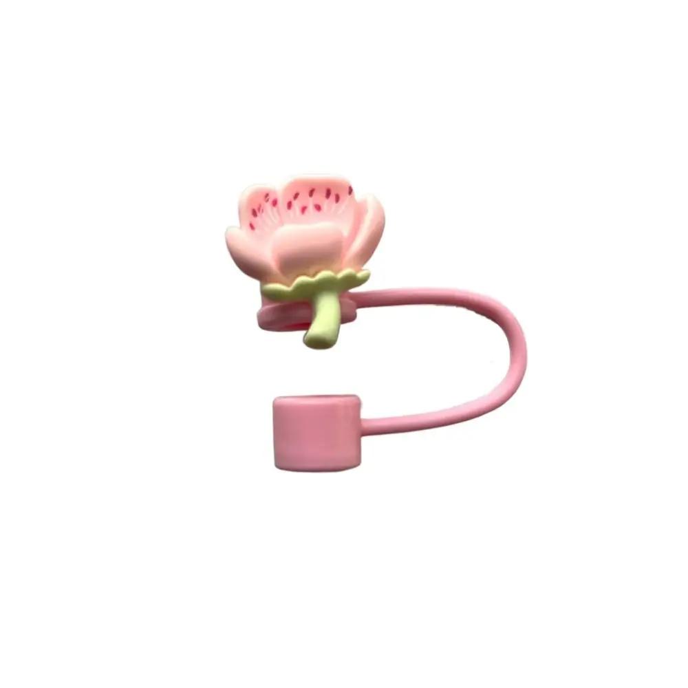 Portable Flower Straw Tips Covers Dust-Proof Good Sealing Straw Cover Cap Party Supplies Straw Topper for 10mm Straw