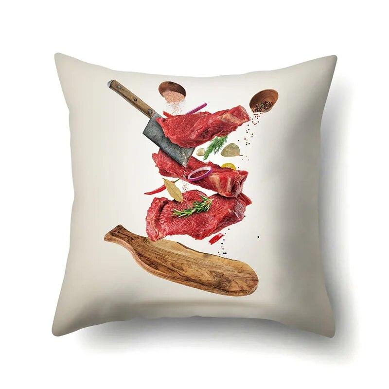 Cooking Food Pillowcase Cartoon Pattern  Lumbar Pillow Sofa   Cushion