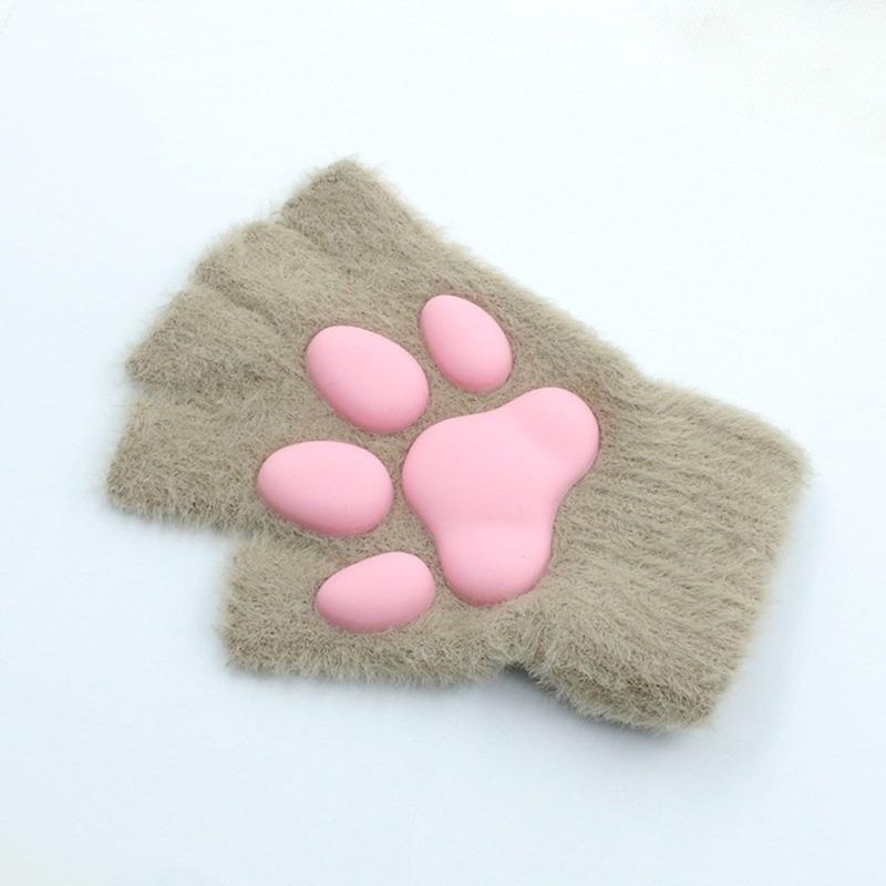 Adult Teens Halloween Gloves Cosplay Mittens Fingerless Gloves Cartoon Cat Paw Shape Mittens Carnivals Party Supplies