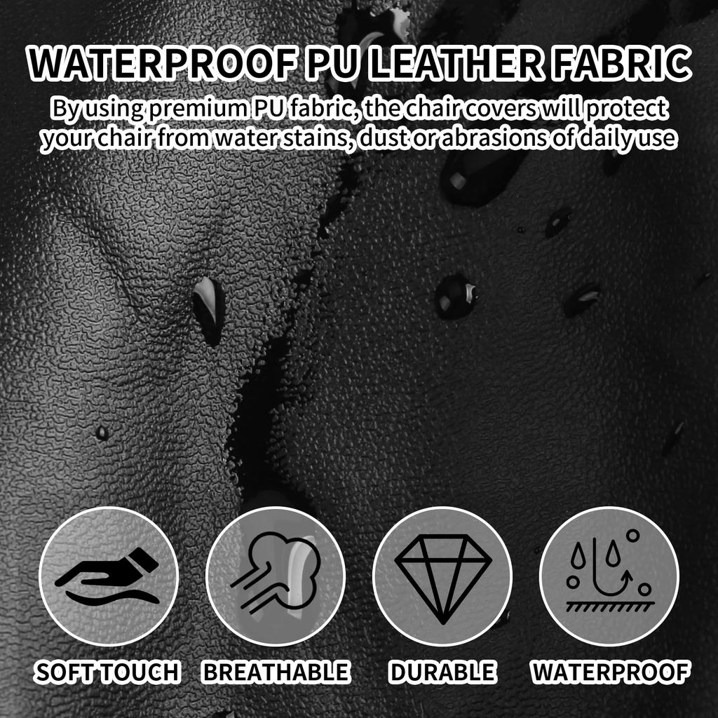 4/8 Buc Huse de Scaun Impermeabile din Piele PU pentru Sala de Mese Huse Elasticizate pentru Pernele Scaunelor de Dining Huse Protectoare pentru Scaune de Bucătărie