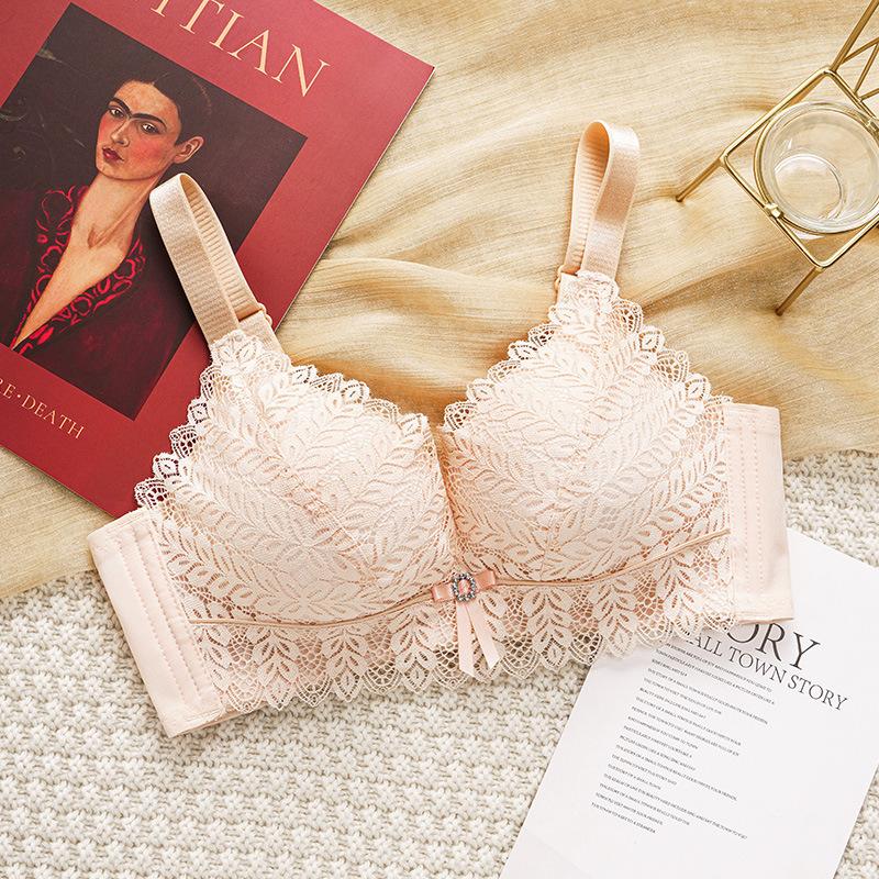 

Lace edge sexy underwear comfortable gathering no steel ring bra skin-friendly girlfriend collection breast 90