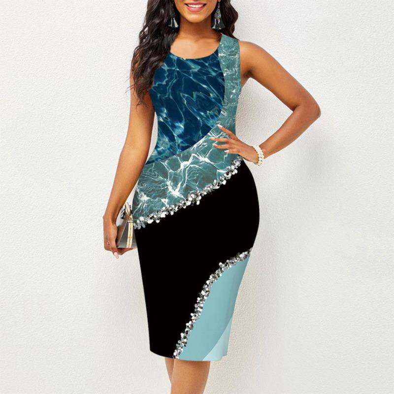 BITCED Fashion Summer Spring Sleeveless O-Neck  Casual Dresses