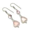 Natural Rose Quartz, Kunzite Gemstone 925 Sterling Silver Earring 1.77" AE-11756