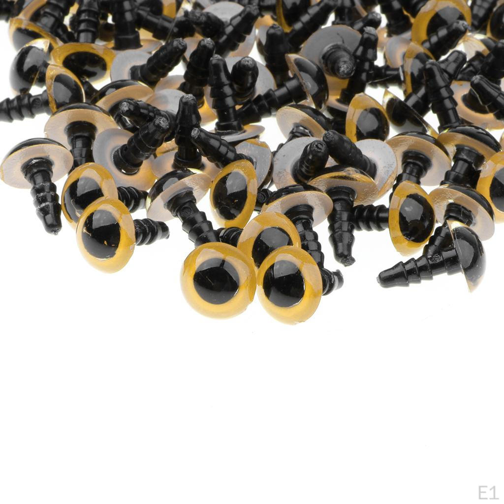 100 Pieces 8-14mm Safety Eyes With Washers For Teddy Bear Animal Dolls Making