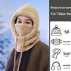 Men's Fluffy Winter Pullover Hat with Face Mask, Warm Scarf, and Velvet Windproof Ear Protection