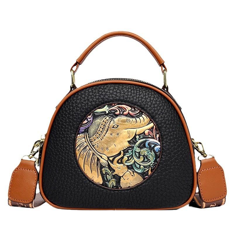 Geantă pentru femei din piele moale, geantă rotundă mică de mână, geantă crossbody cu un singur umăr, nouă, casual și versatilă, independentă, cu trei straturi